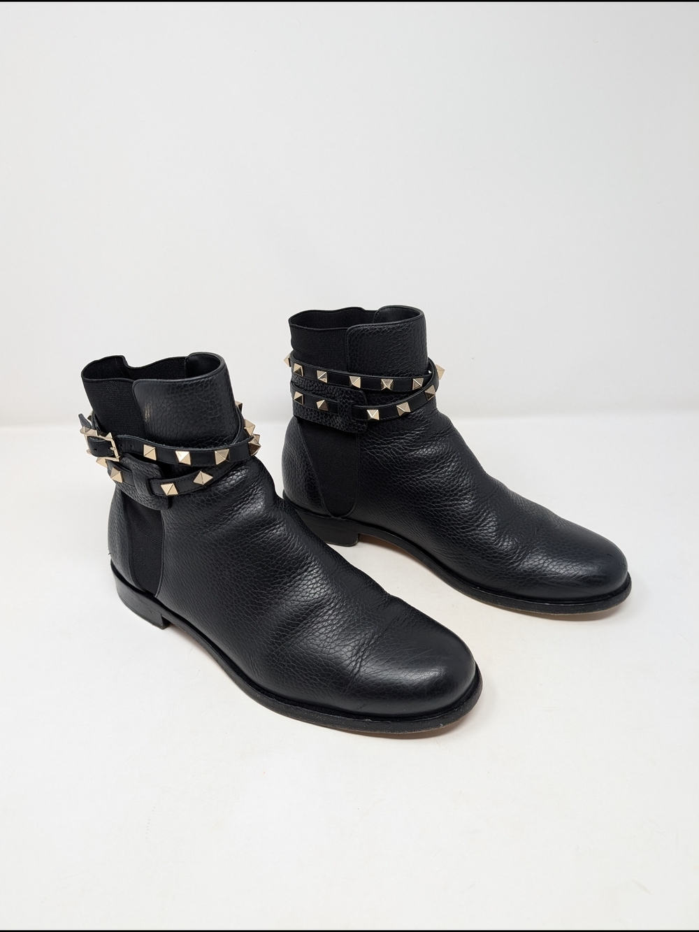 Valentino Garavani RockStud Chelsea Black Ankle Boots Size 37.5